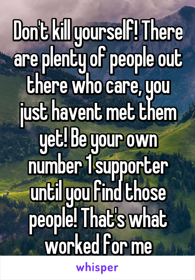 Don't kill yourself! There are plenty of people out there who care, you just havent met them yet! Be your own number 1 supporter until you find those people! That's what worked for me