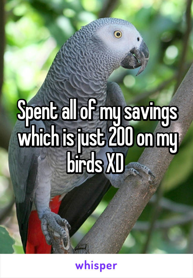 Spent all of my savings which is just 200 on my birds XD 