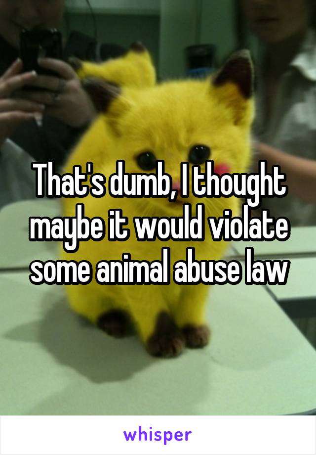 That's dumb, I thought maybe it would violate some animal abuse law