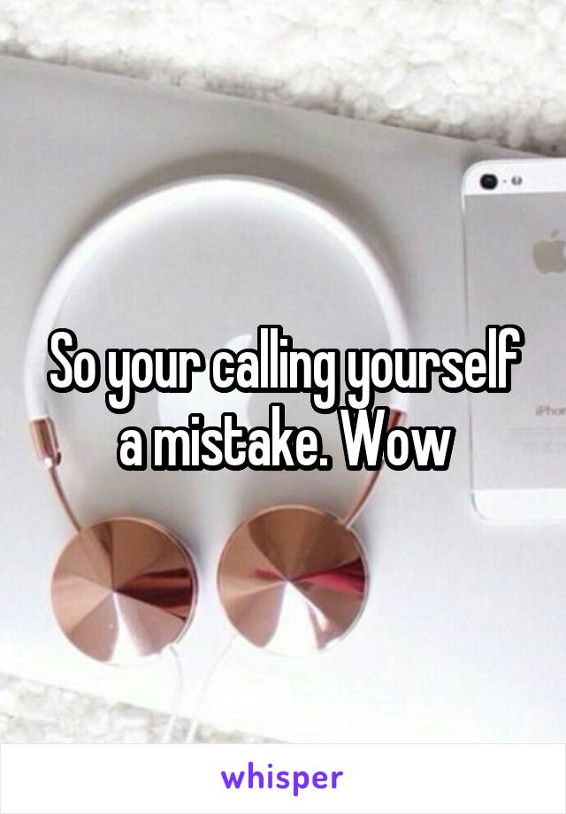 So your calling yourself a mistake. Wow