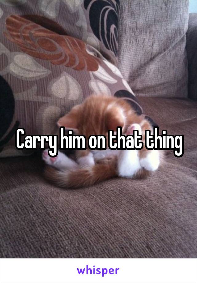 Carry him on that thing