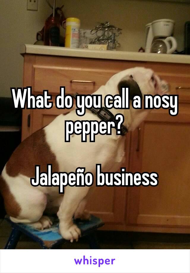 What do you call a nosy pepper?

Jalapeño business
