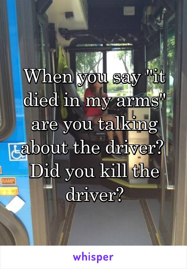 When you say "it died in my arms" are you talking about the driver?  Did you kill the driver?