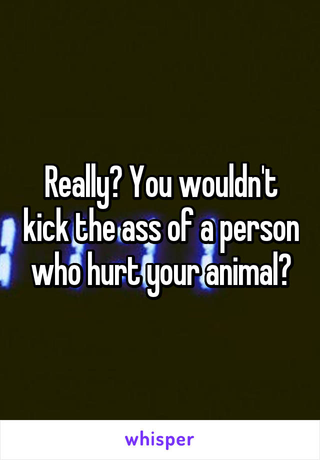 Really? You wouldn't kick the ass of a person who hurt your animal?