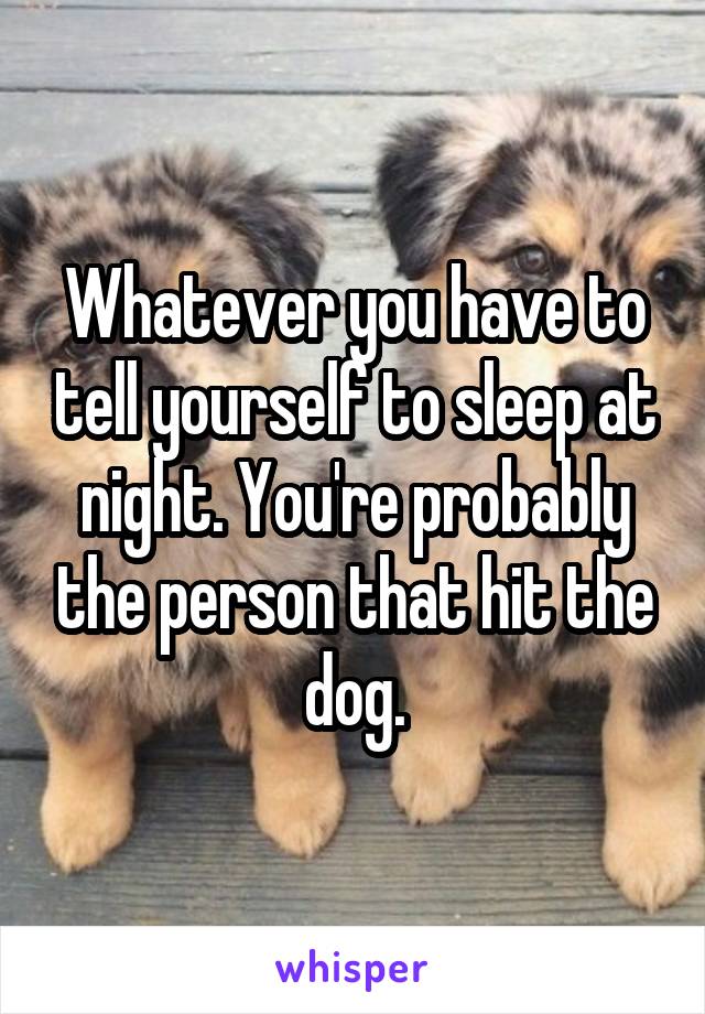 Whatever you have to tell yourself to sleep at night. You're probably the person that hit the dog.