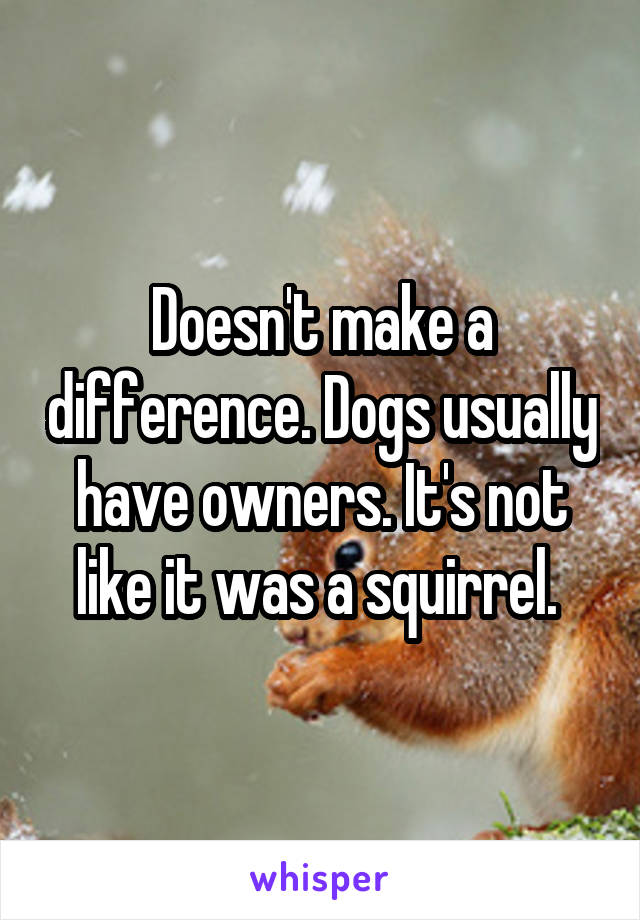 Doesn't make a difference. Dogs usually have owners. It's not like it was a squirrel. 