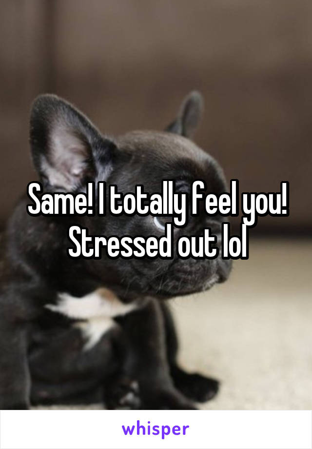 Same! I totally feel you! Stressed out lol