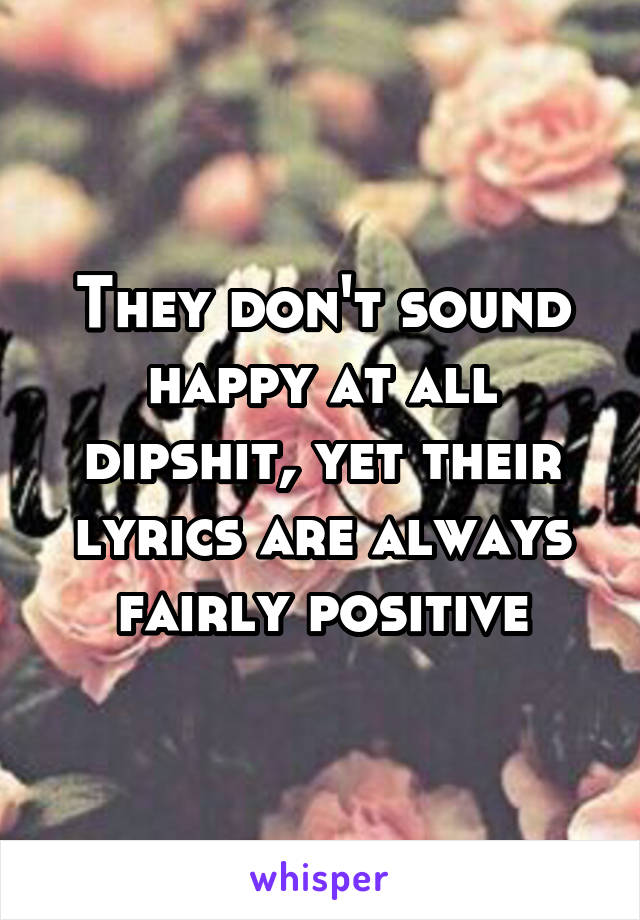 They don't sound happy at all dipshit, yet their lyrics are always fairly positive