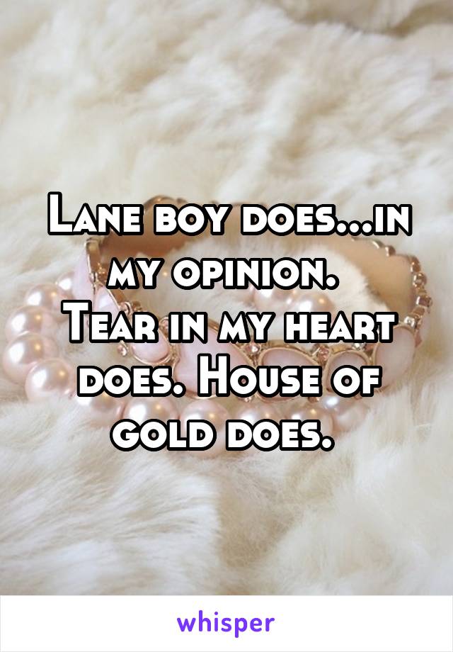 Lane boy does...in my opinion. 
Tear in my heart does. House of gold does. 