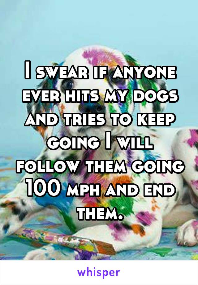 I swear if anyone ever hits my dogs and tries to keep going I will follow them going 100 mph and end them.