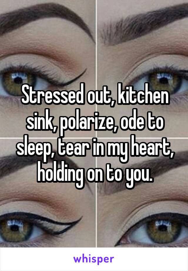 Stressed out, kitchen sink, polarize, ode to sleep, tear in my heart, holding on to you.