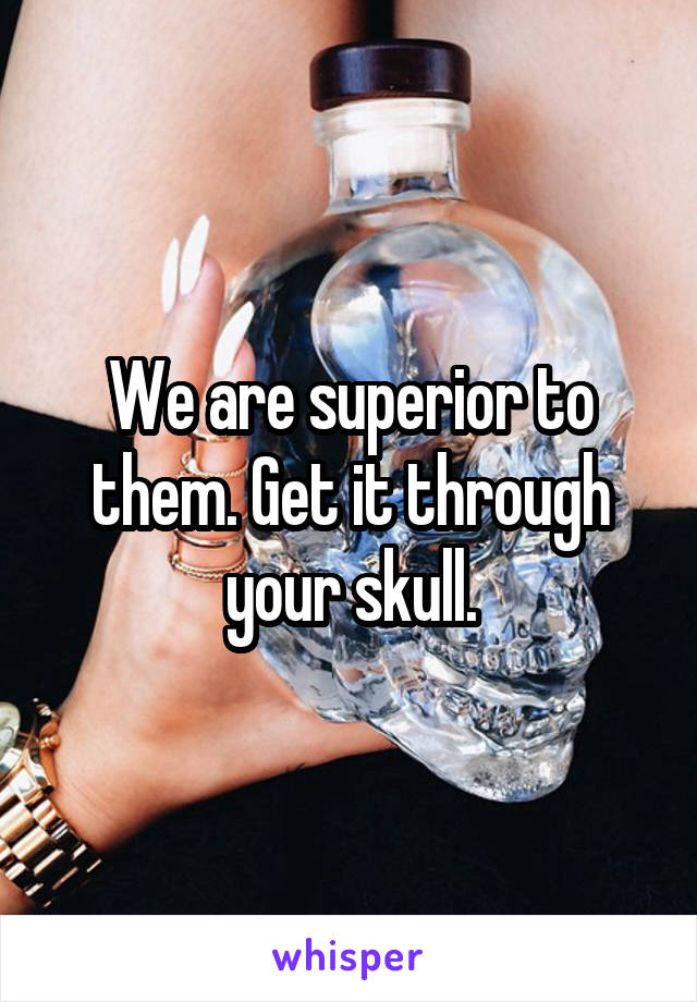 We are superior to them. Get it through your skull.