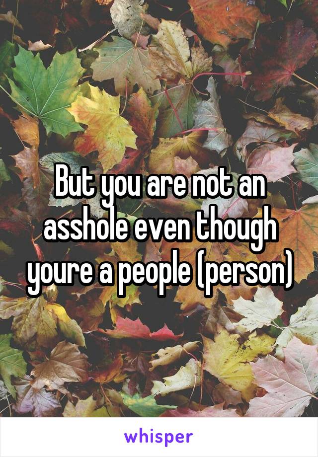 But you are not an asshole even though youre a people (person)