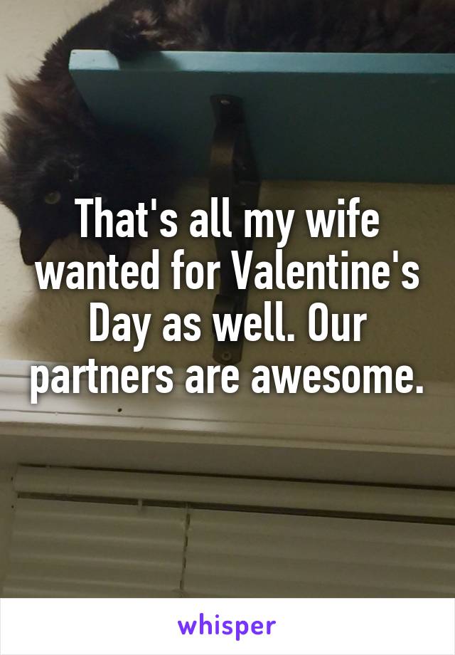 That's all my wife wanted for Valentine's Day as well. Our partners are awesome. 