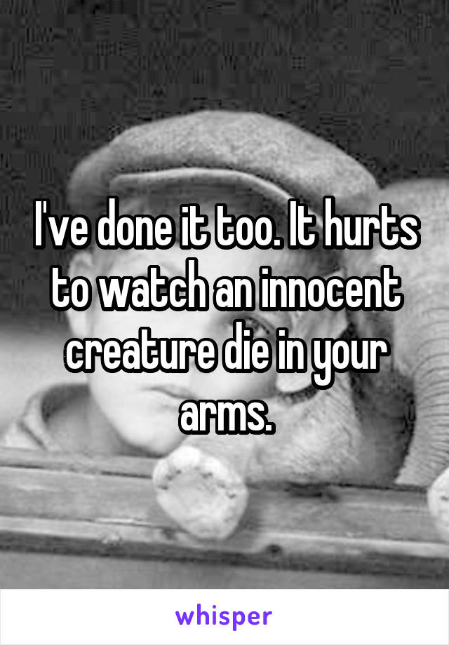 I've done it too. It hurts to watch an innocent creature die in your arms.