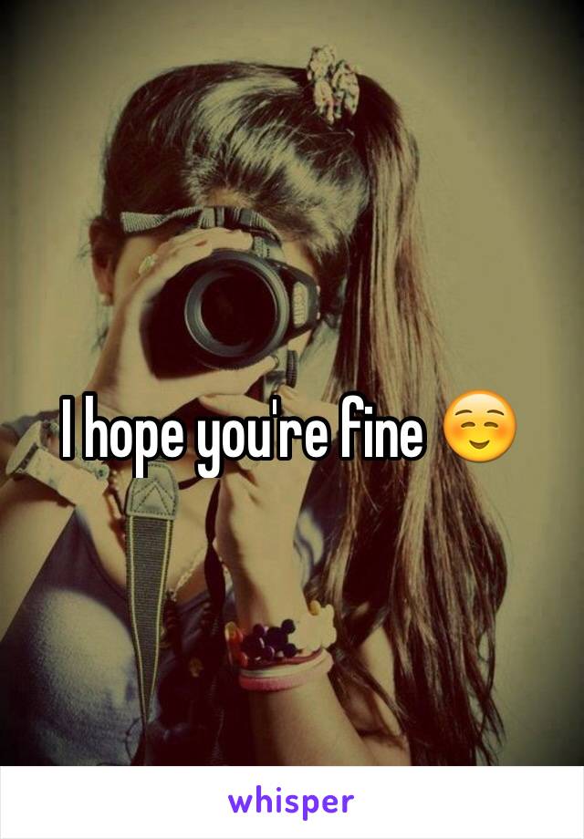 I hope you're fine ☺️