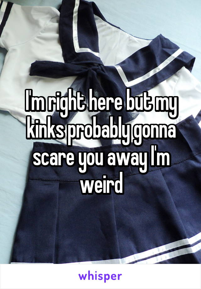 I'm right here but my kinks probably gonna scare you away I'm weird