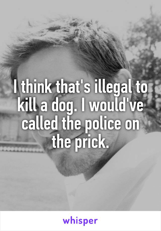 I think that's illegal to kill a dog. I would've called the police on the prick.