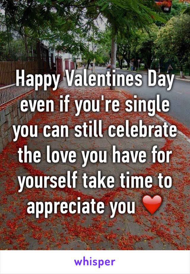 Happy Valentines Day even if you're single you can still celebrate the love you have for yourself take time to appreciate you ❤️