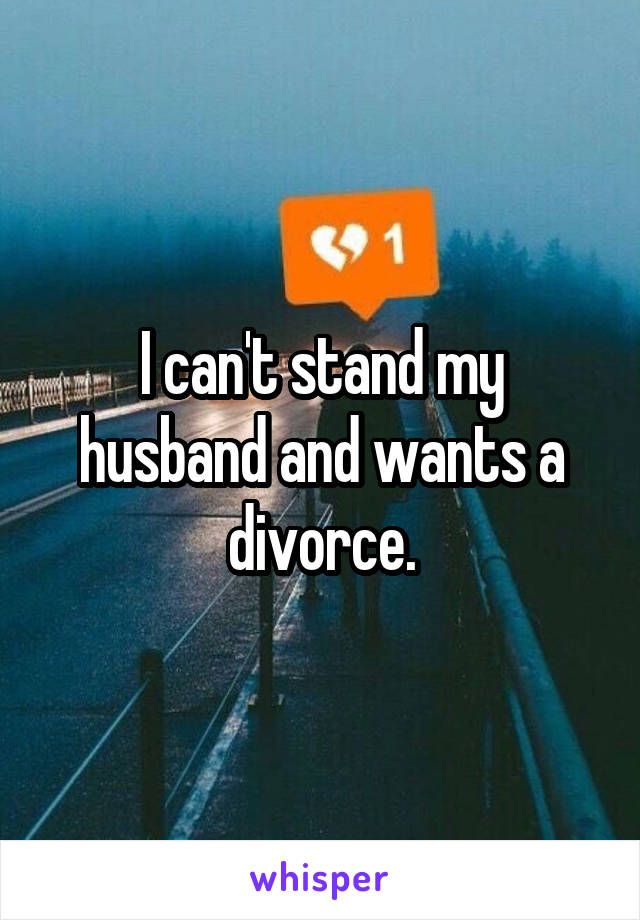 I can't stand my husband and wants a divorce.