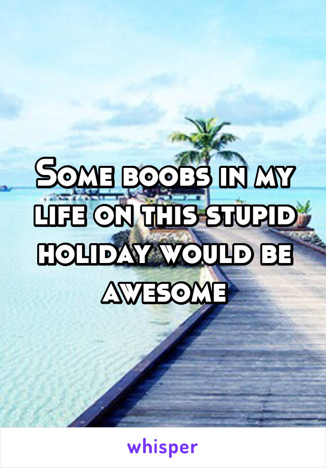 Some boobs in my life on this stupid holiday would be awesome
