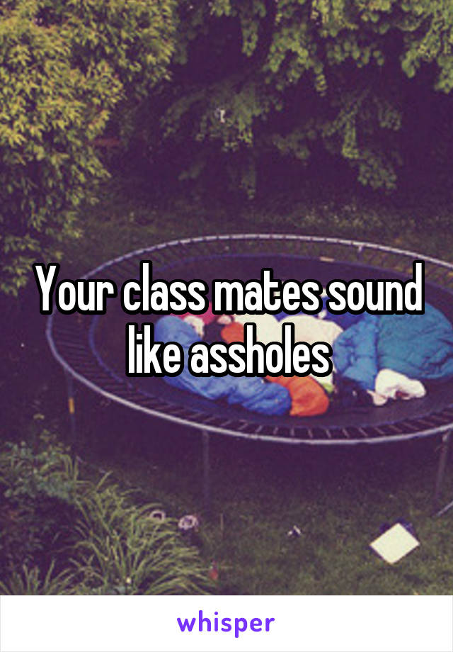 Your class mates sound like assholes