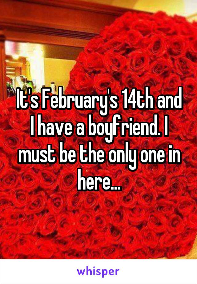 It's February's 14th and I have a boyfriend. I must be the only one in here...
