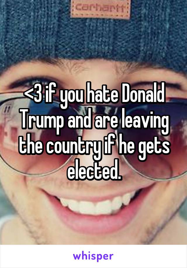 <3 if you hate Donald Trump and are leaving the country if he gets elected.