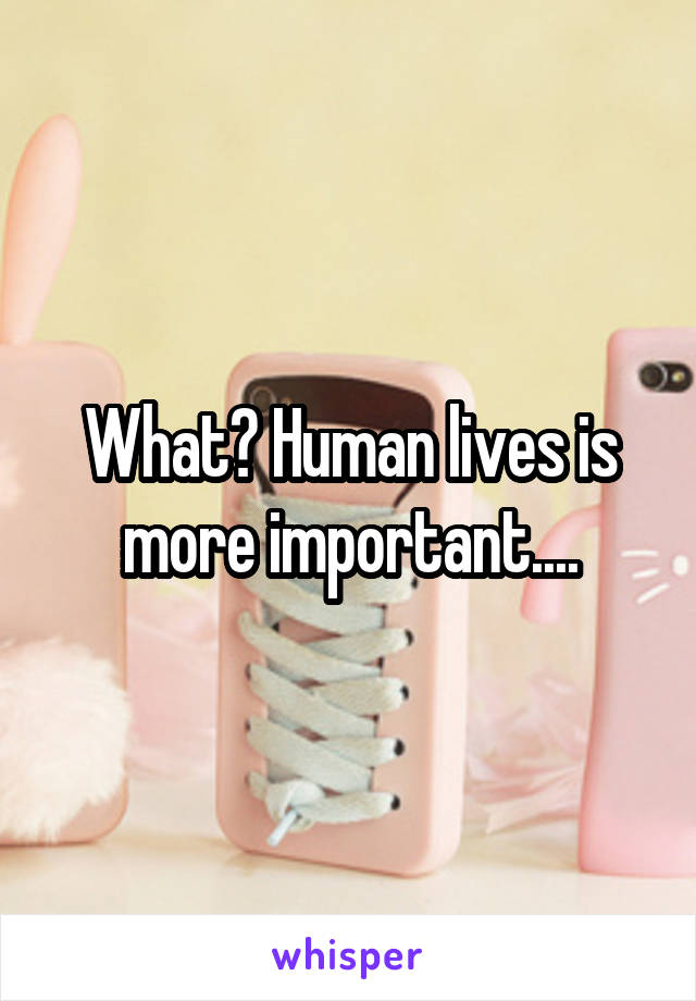 What? Human lives is more important....