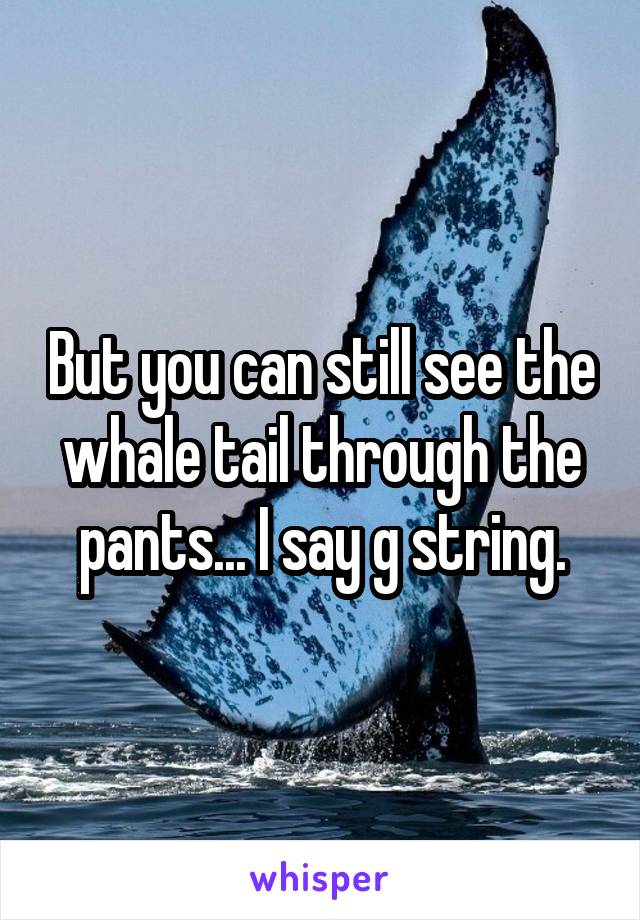 But you can still see the whale tail through the pants... I say g string.