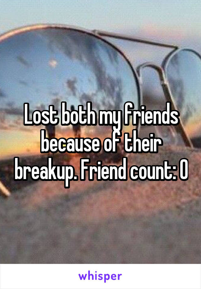 Lost both my friends because of their breakup. Friend count: 0