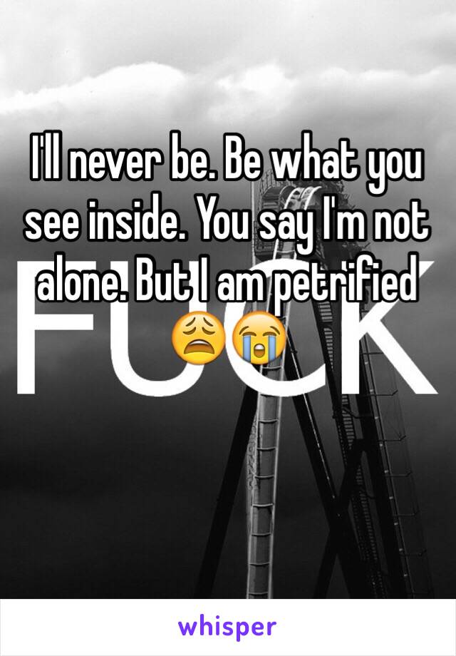 I'll never be. Be what you see inside. You say I'm not alone. But I am petrified 😩😭