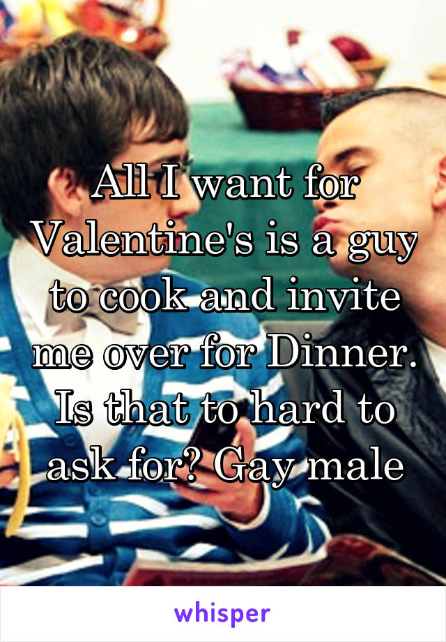 All I want for Valentine's is a guy to cook and invite me over for Dinner. Is that to hard to ask for? Gay male