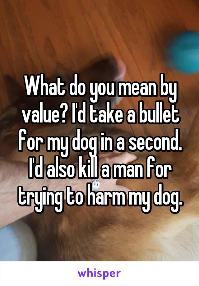 What do you mean by value? I'd take a bullet for my dog in a second. I'd also kill a man for trying to harm my dog.