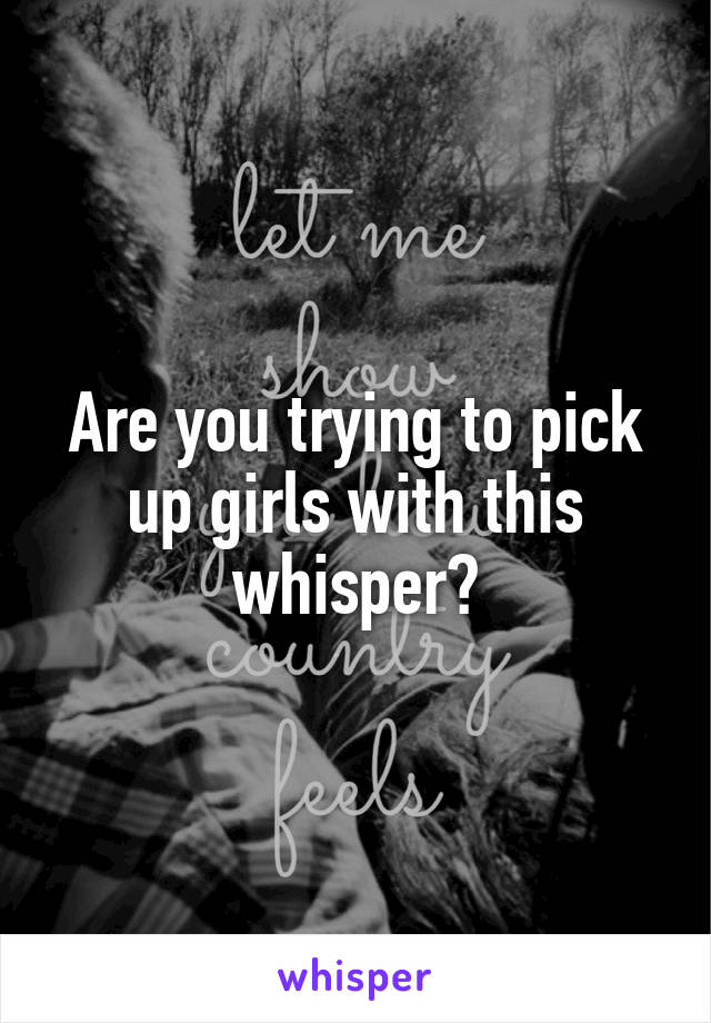 Are you trying to pick up girls with this whisper?