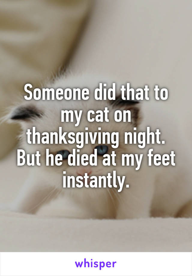 Someone did that to my cat on thanksgiving night. But he died at my feet instantly.