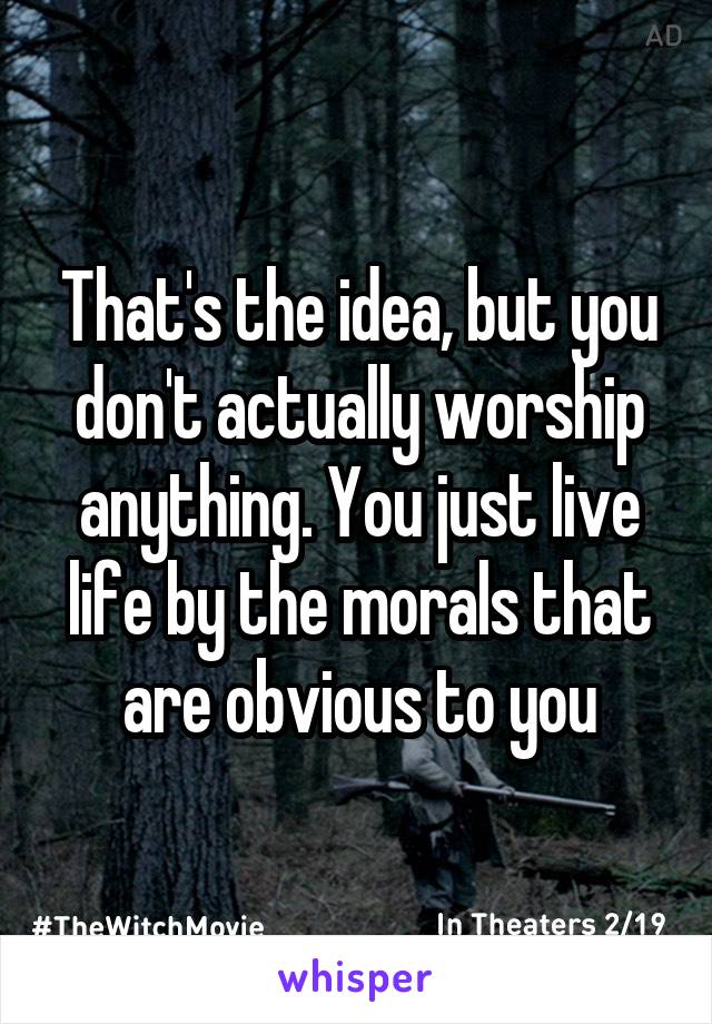 That's the idea, but you don't actually worship anything. You just live life by the morals that are obvious to you