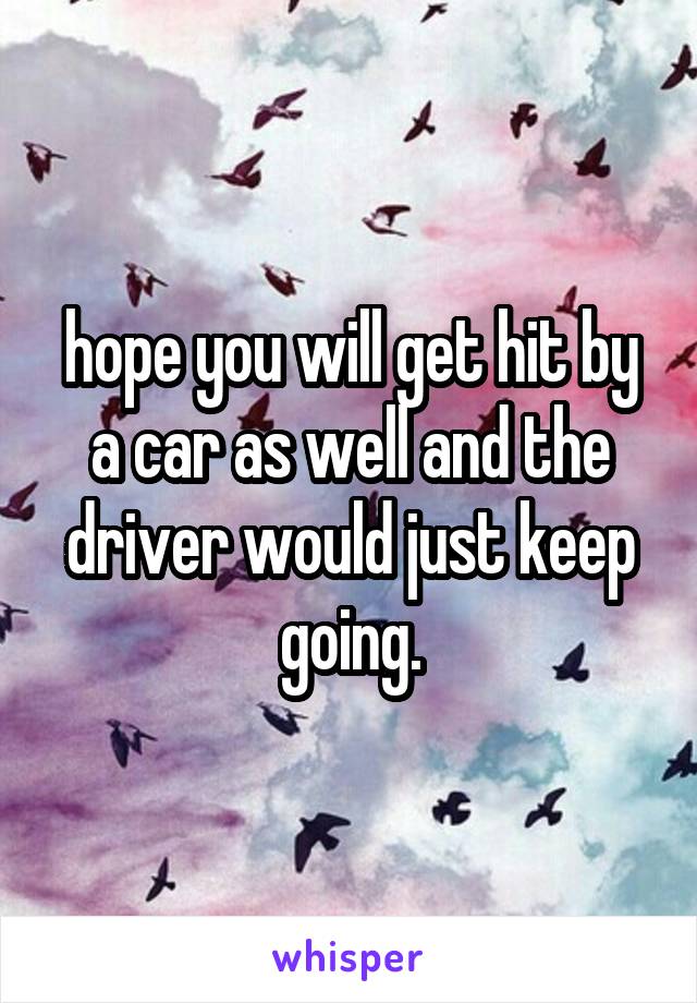 hope you will get hit by a car as well and the driver would just keep going.