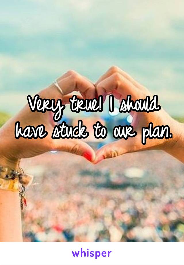 Very true! I should have stuck to our plan. 