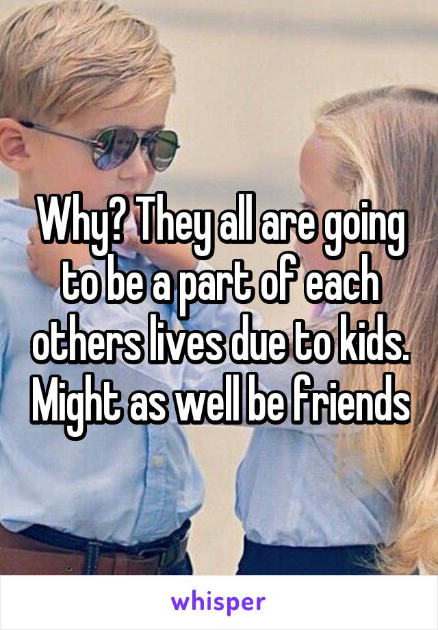 Why? They all are going to be a part of each others lives due to kids. Might as well be friends