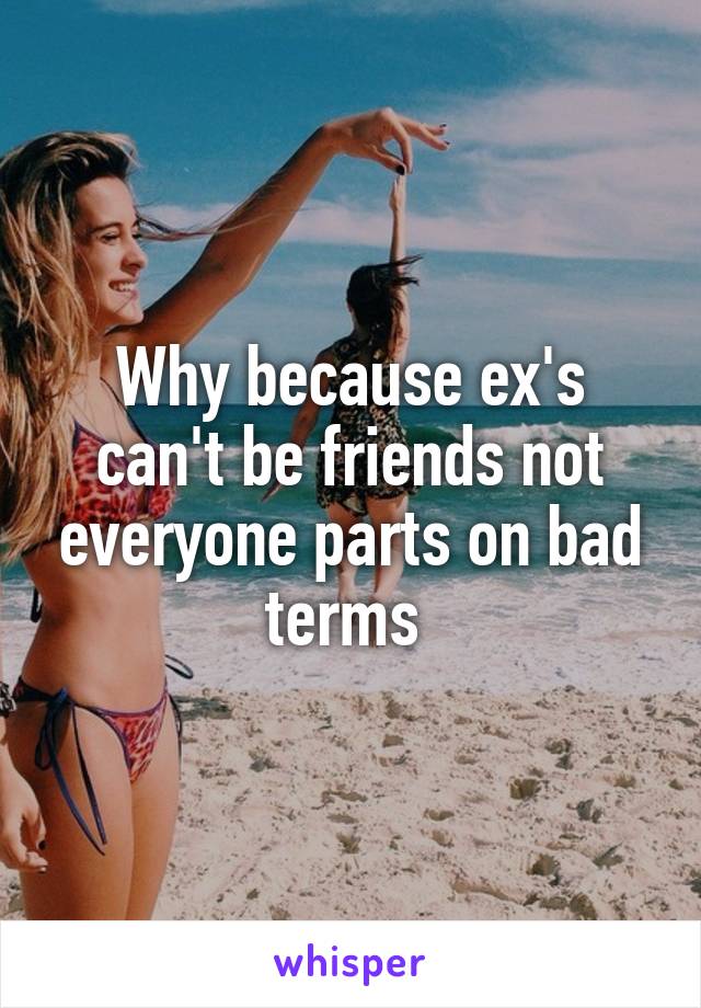 Why because ex's can't be friends not everyone parts on bad terms 