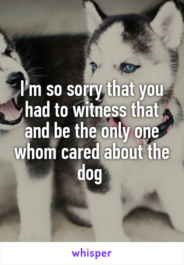 I'm so sorry that you had to witness that and be the only one whom cared about the dog 