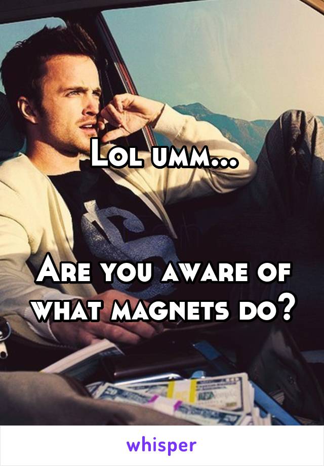 Lol umm...


Are you aware of what magnets do?