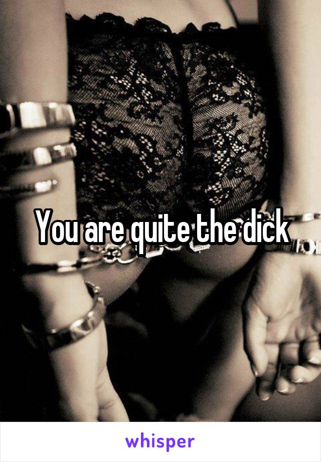 You are quite the dick