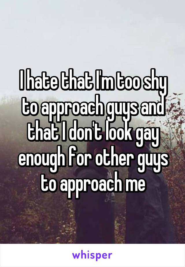 I hate that I'm too shy to approach guys and that I don't look gay enough for other guys to approach me
