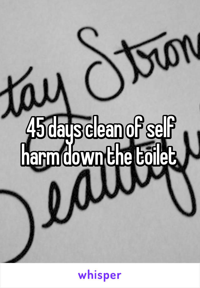 45 days clean of self harm down the toilet 