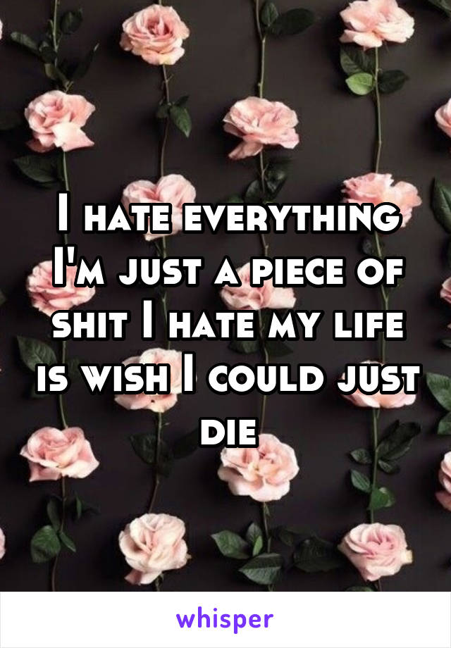 I hate everything I'm just a piece of shit I hate my life is wish I could just die