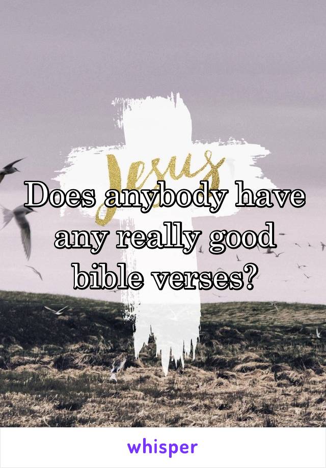 Does anybody have any really good bible verses?