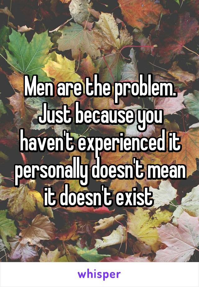 Men are the problem. Just because you haven't experienced it personally doesn't mean it doesn't exist 