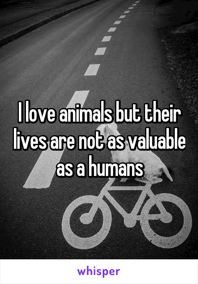 I love animals but their lives are not as valuable as a humans